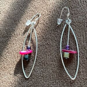 Vintage Elegant Silver 925 with Pink mother of pearl Dangle Earrings